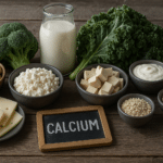Tableau imprimable : aliments riches en calcium (portions, équivalences et alternatives végétales)